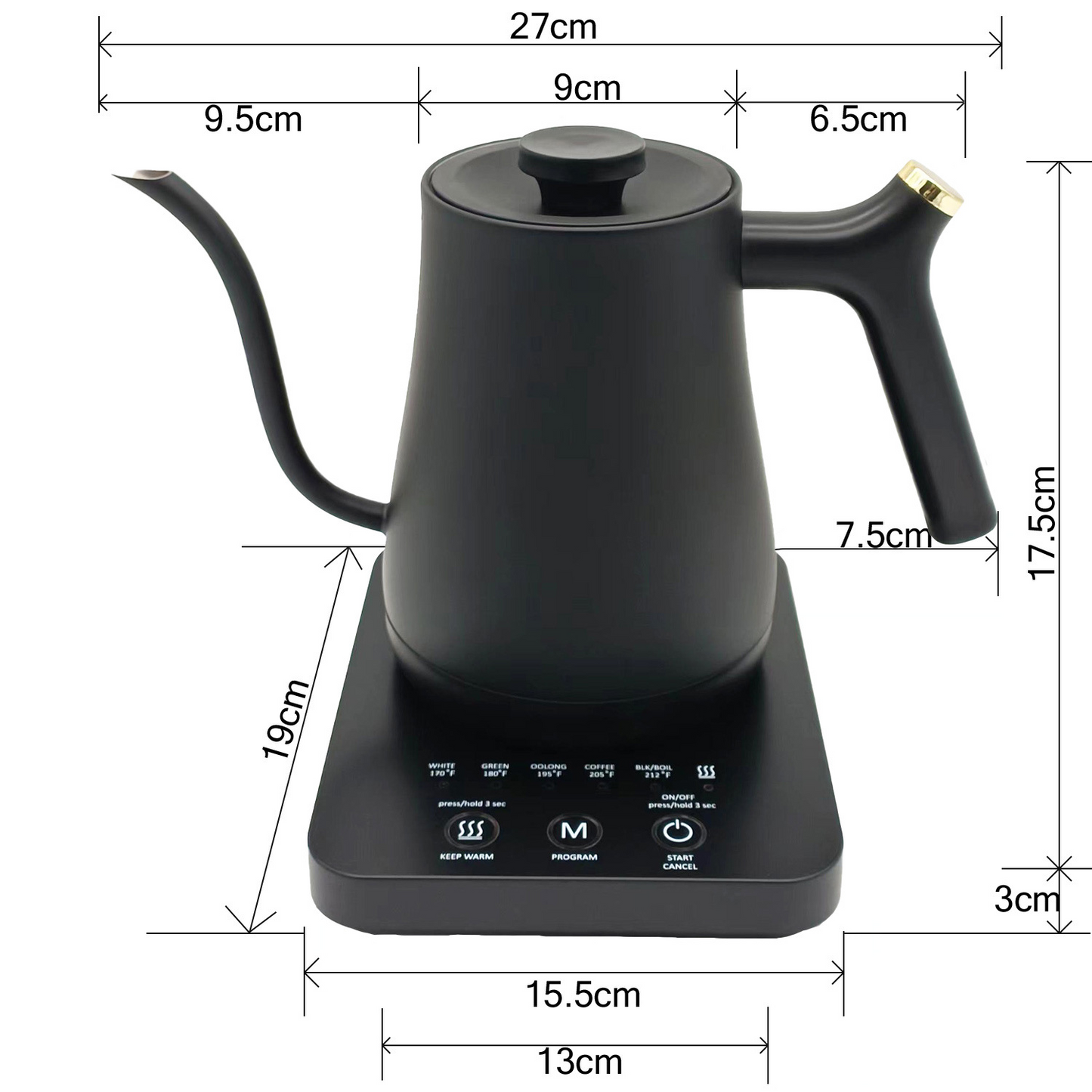 JDMON | Static Smart Electronic Brewing Kettle 800ML - Black