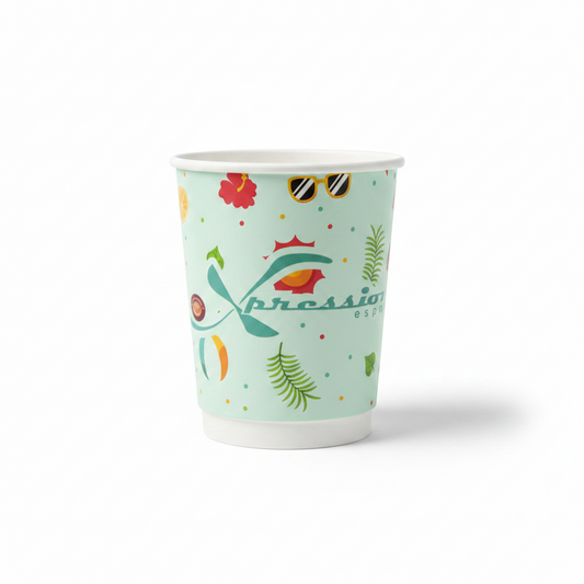 Espresso Xpression Embossed Paper Cups 8oz - Funky
