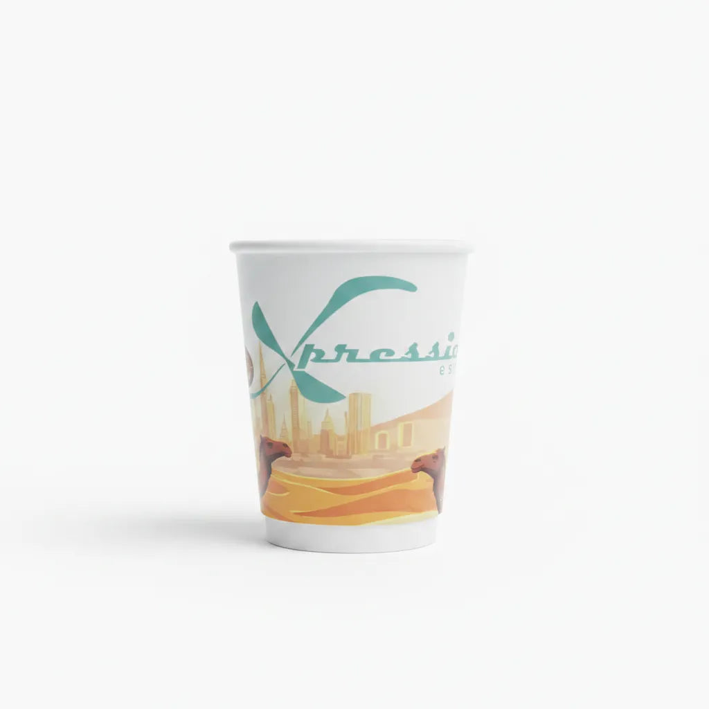 Espresso Xpression Embossed Paper Cups 8oz - Camel 25pcs