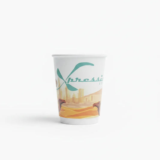 Espresso Xpression Embossed Paper Cups 8oz - Camel