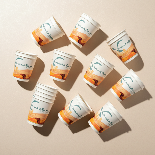 Espresso Xpression Embossed Paper Cups 8oz - Camel 25pcs