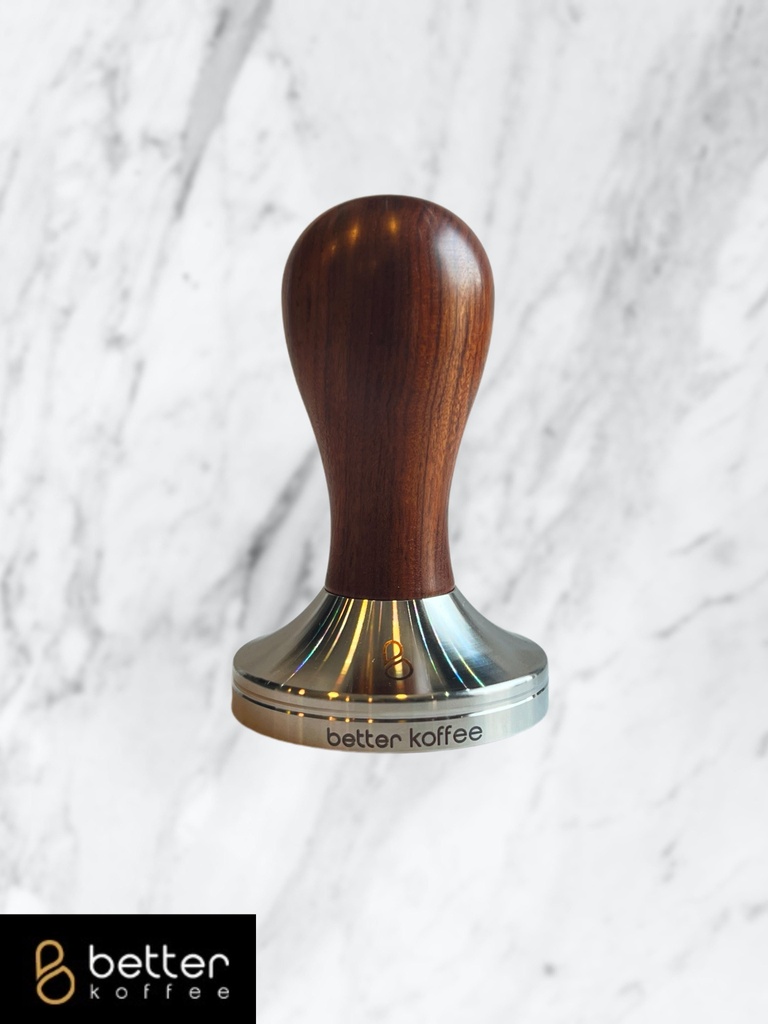 Better Koffee Tamper Stainless Steel Base &amp; Red Wood Handle 58.5MM