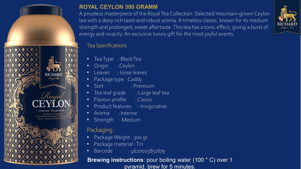 Tea Richard Royal Ceylon 0.408kg/34g