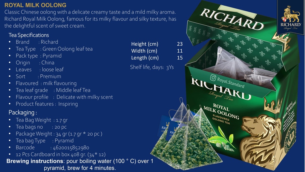 Tea Richard Royal Milk Oolong 0.408kg/34g