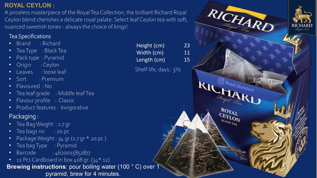 Tea Richard Royal Size Leaf 1.8kg/300g