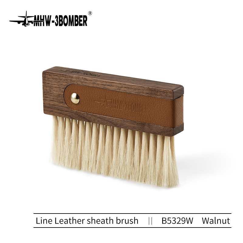 Mhw Line Leather Sheath Brush 145MM X 94MM Walnut Horse Hair