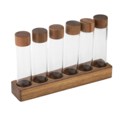 JDMON Coffee Tube With Wooden Base 6 Pcs