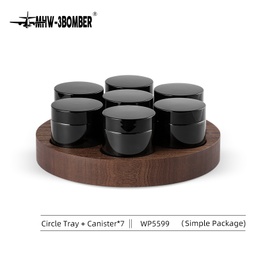 [SX02412] Mhw Storage Canister Set7 Glass Canisters Walnut Tray