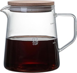 [S900A-A] Better Koffee Hiroshi Server With Flat Wooden Lid Amber 300ML